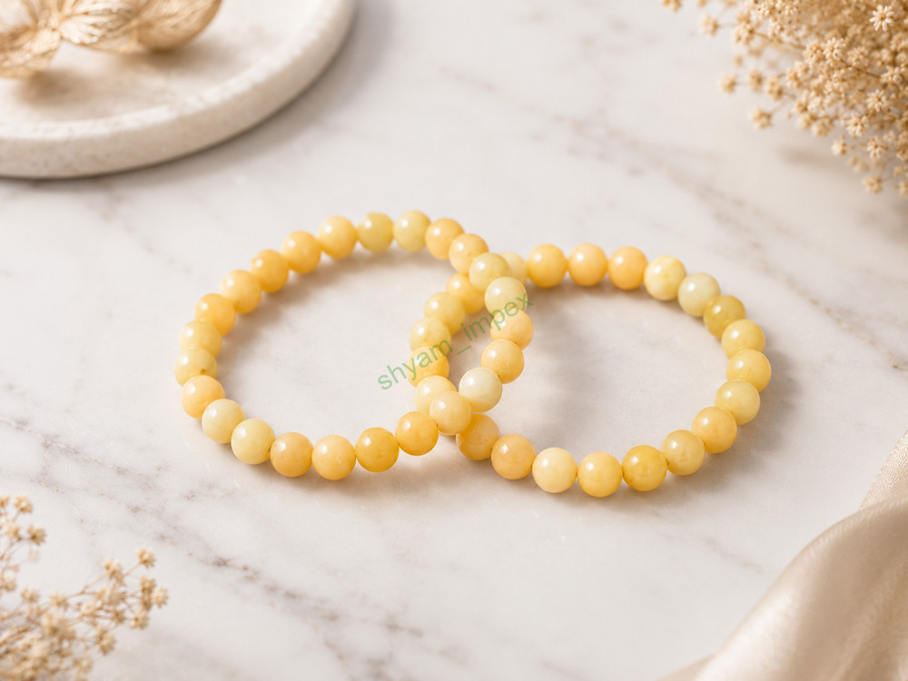 Natural Yellow Aventurine Bracelet Handmade Stretch Crystal Bead Jewelry