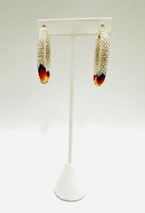 Handmade beaded 2 inch Silver color Native style Hoop earrings