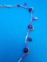 Woven Glass Dark Purple & Silver Necklace Handmade