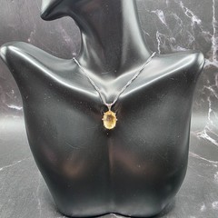 Vtg Oval Natural Yellow Citrine Necklace Handcrafted from 925 Sterling Silver