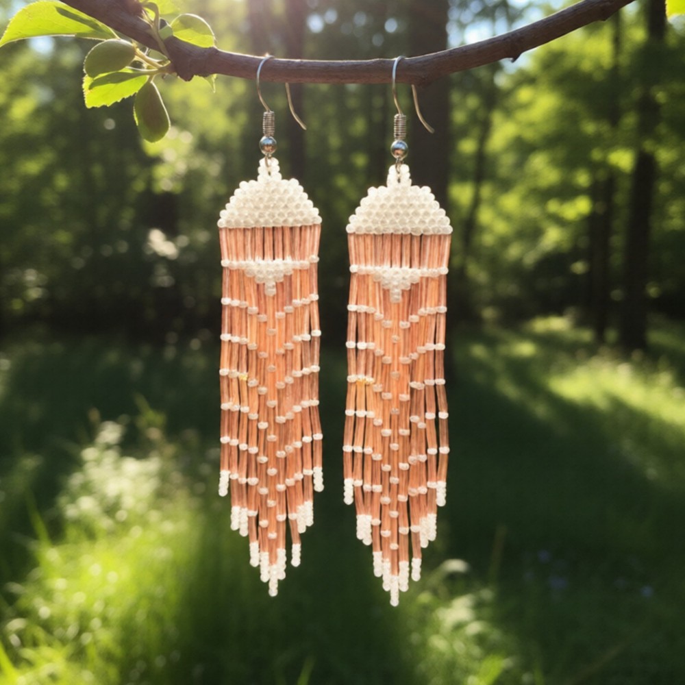Boho Beaded Statement Earrings Long Fringe Shoulder Dusters Designs by Alondra