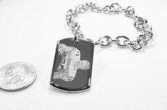 Photo Picture Text Tag Custom 22 x 36 3D dog tag stainless steel oval link chain
