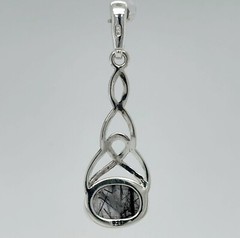 Oval Square / Rectangle RUTILATED QUARTZ Celtic Pendant 925 STERLING SILVER #3e