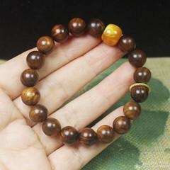 Chinese 10mm Black Rosewood Round Meditation Bracelet Natural Wood Beads