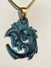 NEW PRICE *MYKONOS ANCIENT CELTIC DRAGON BLUE FIRE OPAL PENDANT NECKLACE .g