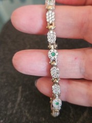 Turkish Sterling Silver 925 Emerald Tennis Bracelet 7″ NWOT