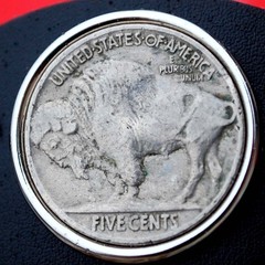 US 1913-38 Indian Head Buffalo Nickel 5 Cent Coin Genuine Leather Cuff Bracelet