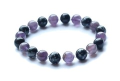 Amethyst & Snowflake Obsidian Gemstone Bracelet | Empath Protection