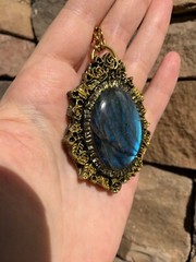 Huge Labradorite Pendant Necklace Handcrafted