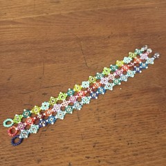 HANDMADE. Color Squares 3 Row Cuff Bracelet. 7″