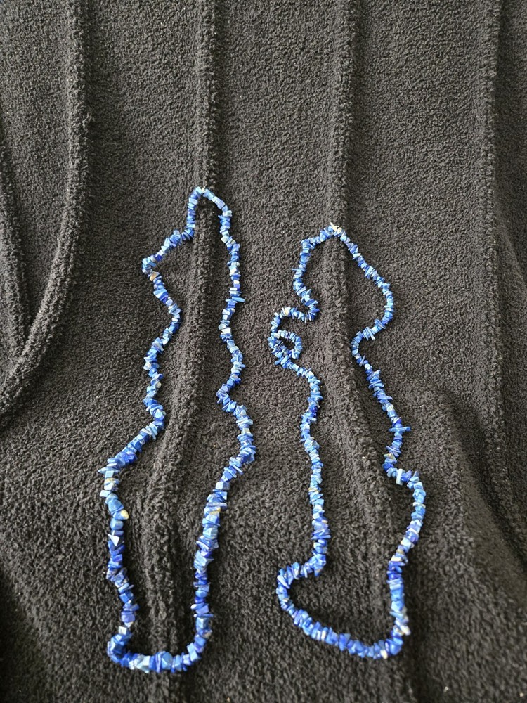 Two Lapis Lazuli Denim Necklaces Blue Chip 32″ Women’s Jewelry Making Beads