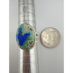 Sterling Silver Azurite-Malachite Oval Ring Size 8