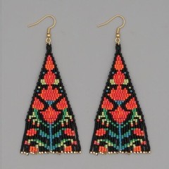 Tribal Earrings Native Large Boho American Seed Beads Handmade Earring