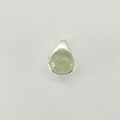 925 Sterling Silver – Round Green Prehnite Pendant – Charm – Pendantif Prehnite