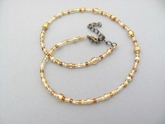 Gold Glass Choker Necklace Mixed Shape Boho Seed Bead Summer Spring