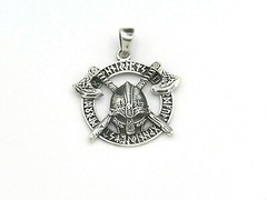 Hand Made in USA Nordic Viking Runes.925 Silver Axes Mask Irish Knot Pendant