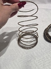 Women’s Stackable Beaded Coil Bangle Bracelet Set Of 2, Gold & Black Metal