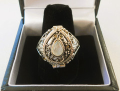 Handmade Sterling Silver Moonstone Tear Drop Poison Ring – Sizes 7-8-9-10