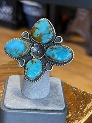 Sterling And Turquoise, Marcus Chavez, Adjustable Size,signed,Free Shipping