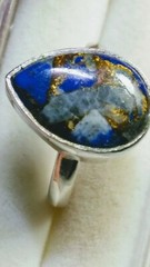 CUTE UNTREATED NATURAL LAPIS LAZULI IN .925 STERLING SILVER RING SIZE 6.0-6.25