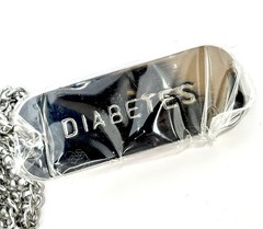 Vintage Medical Alert Necklace Patient Dog Tag Engraved Diabetic Diabetes NOS