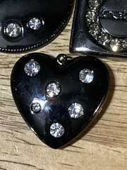 Bebe Branded Padlock Jewelry Lot Of 3 Pendant Punk Steampunk Black Heart Silver