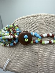Chunky Hand Made Multi Strand Colorful Glass Seed Bead Necklace 20-21”