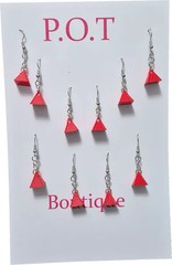 Red Triangle Dangle Earrings/5 Pairs/Eclectic Fashion/Jewelry/Streetwear/Edgy