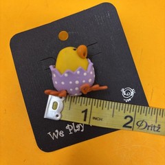1” handcrafted miniature chick In Purple Polka Dot Egg 🥚 figurine Pin