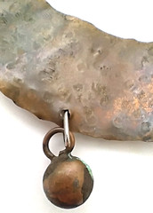 Hammered Copper Turquoise Choker Necklace Crescent Southwestern Adjustable