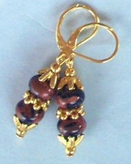 SNOWFLAKE BLUE GOLDSTONE roundels earring GP LEVERBACK handcrafted