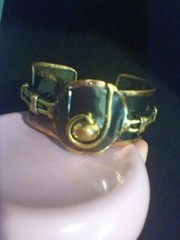 BLACK ENAMELED COPPER AND BRASS METAL BRUTALIST/MODERNEST WIDE CUFF BRACELET