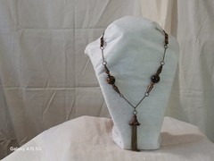 Handcrafted 10inch Tiger Eye Necklace with Bell Pendant
