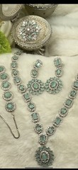💝Silver, CZ & Mint Green Necklace, Earrings, Bracelet & Ring Fits Any Size