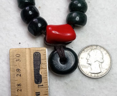 Guatemalan Green jade handmade with genuine red coral, adjustable necklace.