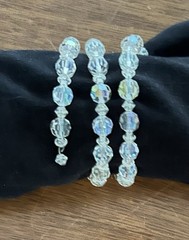 Vintage 1970s Aurora Borealis Beaded Strand Cuff Bracelet Torque Bangle Wrap