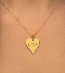 Heart Pendant, Custom Engraved Heart Charm Personalized Name Necklace 925 Silver