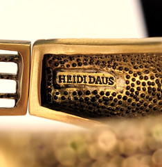 Heidi Daus Alligator Hinged Cuff Bangle Bracelet Olivine Peridot Crystal 7″