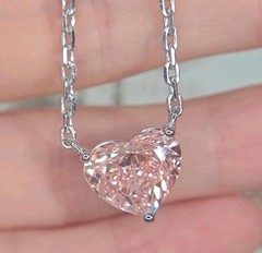 HUGE 15Ct Heart Shape Certified Pink Diamond Pendant,FREE Tariffs &matching Stud