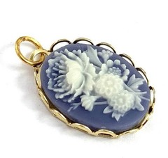 Necklace Pendant Charm Vintage Flower Cameo Cabochon Dainty Floral Jewelry