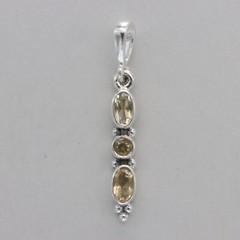 Triple Oval and Round Yellow CITRINE Dangle Pendant 925 STERLING SILVER #25e