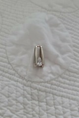 Vintage Modernist SETA Sterling Silver Teardrop CZ Solitare Pendant