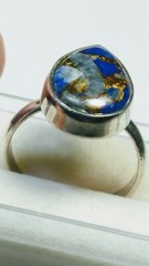 CUTE UNTREATED NATURAL LAPIS LAZULI IN .925 STERLING SILVER RING SIZE 6.0-6.25