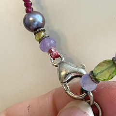 Jes Maharry Necklace Sundance Pearl Strand Gemstones Sterling 925 Angel Charm