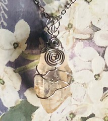 Natural super fenster quartz crystal point wire wrapped pendant necklace