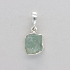 Natural Raw Cut Blue Green AQUAMARINE Pendant Rough 925 STERLING SILVER #902-Oe