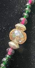 Handmade Multicolored Glass Bead and Vintage Metal Grape Spoon Pendant Necklace