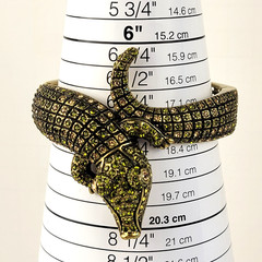 Heidi Daus Alligator Hinged Cuff Bangle Bracelet Olivine Peridot Crystal 7″