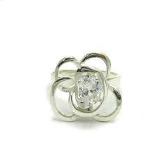 Sterling Silver Ring Hallmarked Solid 925 With 8x6mm Cubic Zirconia Empress