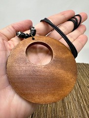 Brown Circle Pendant Necklace – Handmade Wooden Jewelry | Adjustable Unisex